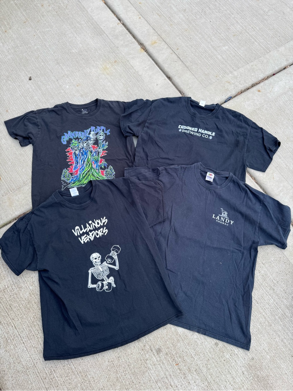 4 Faded Black Shirt Bundle Lot Snoop Dogg, GDP, Villainous Vendor, Brewery